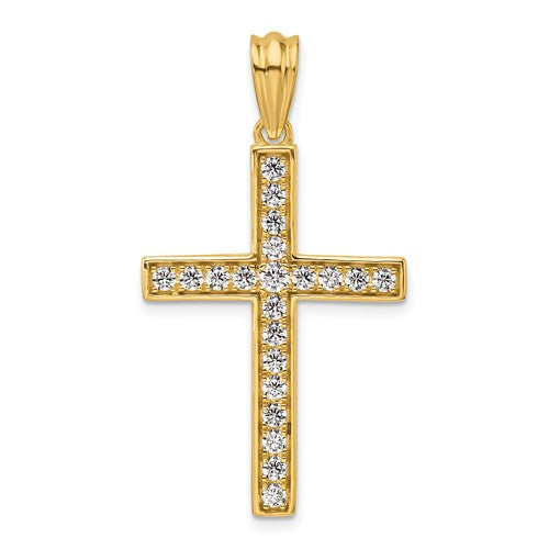 LGYP 14K Yellow Gold 3/4 carat Lab Grown Diamond VS+ F+ Complete Cross Pendant