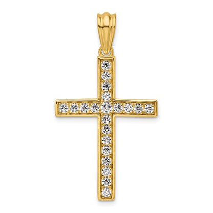 LGYP 14K Yellow Gold 3/4 carat Lab Grown Diamond VS+ F+ Complete Cross Pendant