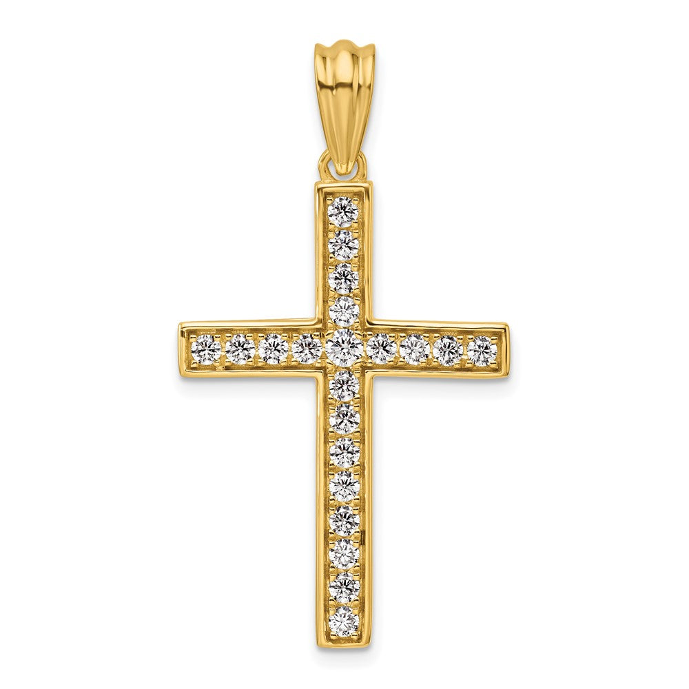 LGYP 14K Yellow Gold 3/4 carat Lab Grown Diamond VS+ F+ Complete Cross Pendant