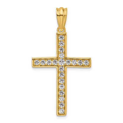 LGYP 14K Yellow Gold 3/4 carat Lab Grown Diamond VS+ F+ Complete Cross Pendant