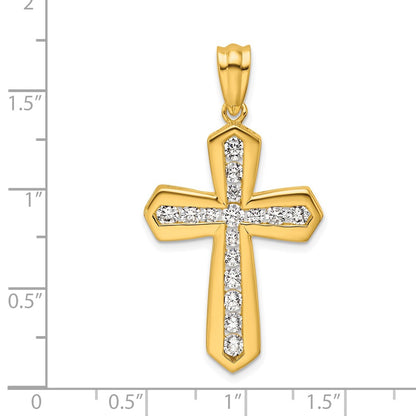 LGYP 14K Yellow Gold 1 carat Lab Grown Diamond VS+ F+ Complete Cross Pendant