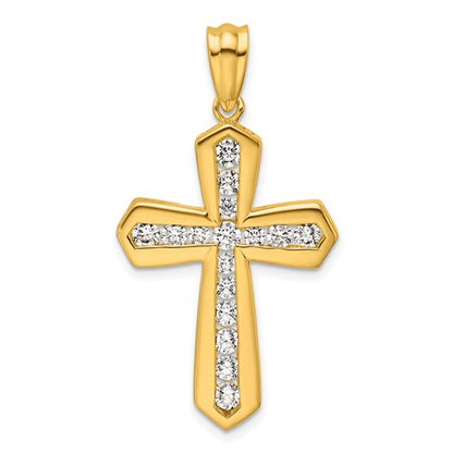 LGYP 14K Yellow Gold 1 carat Lab Grown Diamond VS+ F+ Complete Cross Pendant