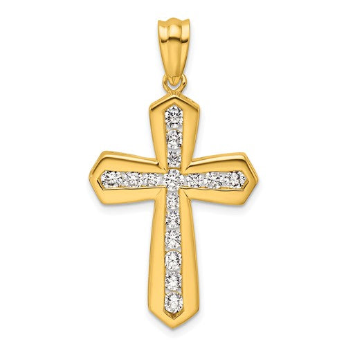 LGYP 14K Yellow Gold 1 carat Lab Grown Diamond VS+ F+ Complete Cross Pendant