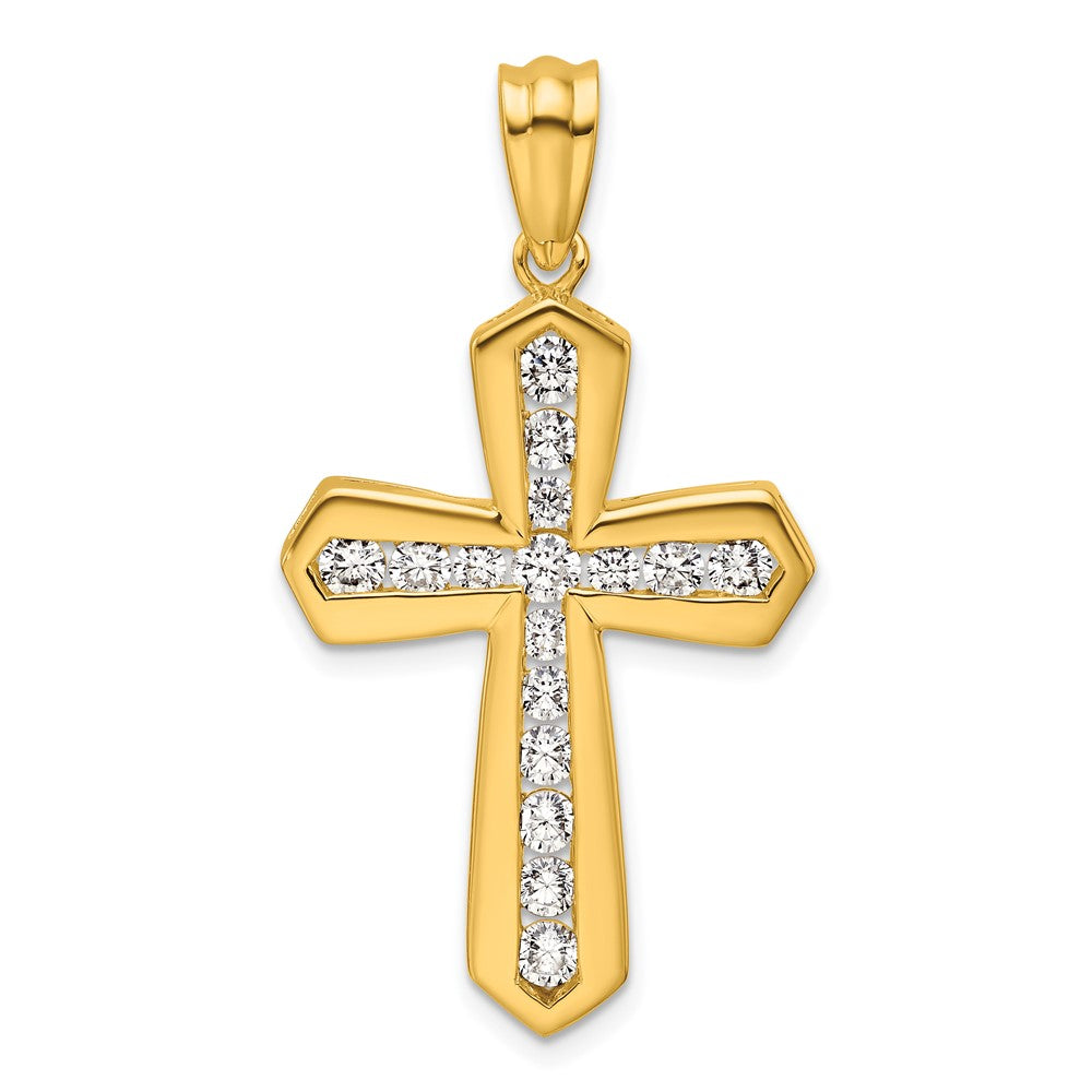 LGYP 14K Yellow Gold 1 carat Lab Grown Diamond VS+ F+ Complete Cross Pendant