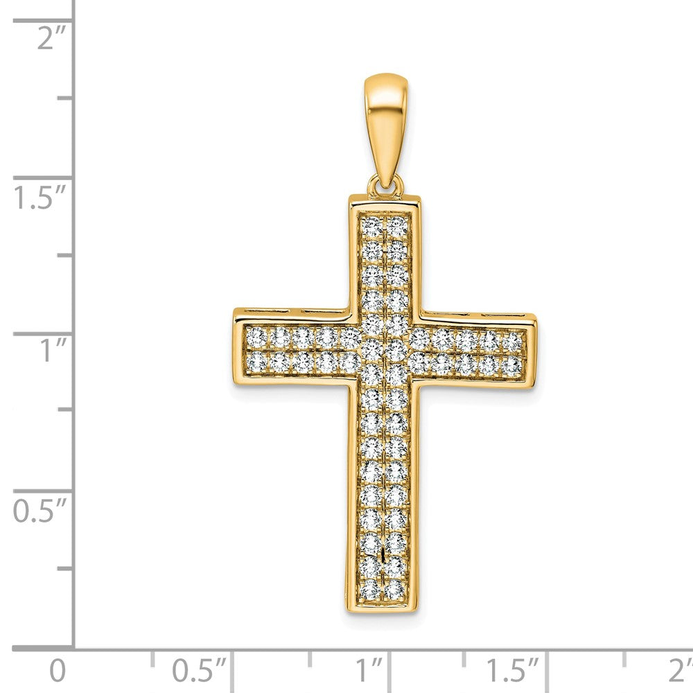 LGYP 14K Yellow Gold 1 carat Lab Grown Diamond VS+ F+ Complete Cross Pendant