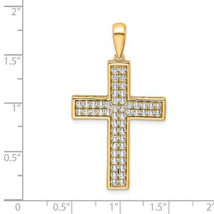 LGYP 14K Yellow Gold 1 carat Lab Grown Diamond VS+ F+ Complete Cross Pendant