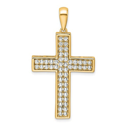 LGYP 14K Yellow Gold 1 carat Lab Grown Diamond VS+ F+ Complete Cross Pendant