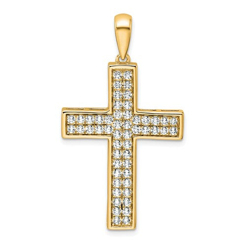 LGYP 14K Yellow Gold 1 carat Lab Grown Diamond VS+ F+ Complete Cross Pendant