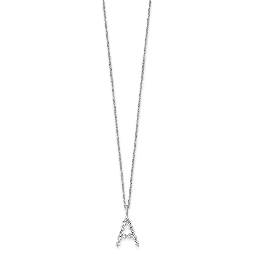 LGWN 14K White Gold 3/8 carat Lab Grown Diamond VS+ F+ Complete Alphabet A Pendant Necklace