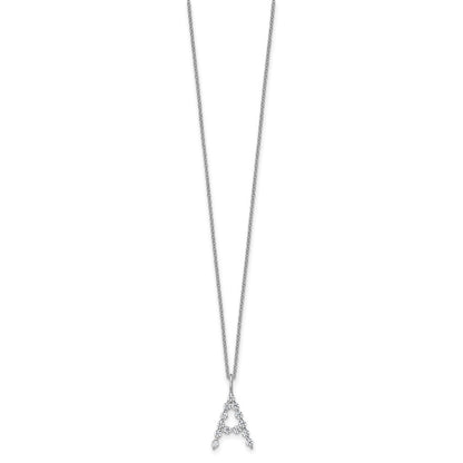 LGWN 14K White Gold 3/8 carat Lab Grown Diamond VS+ F+ Complete Alphabet A Pendant Necklace