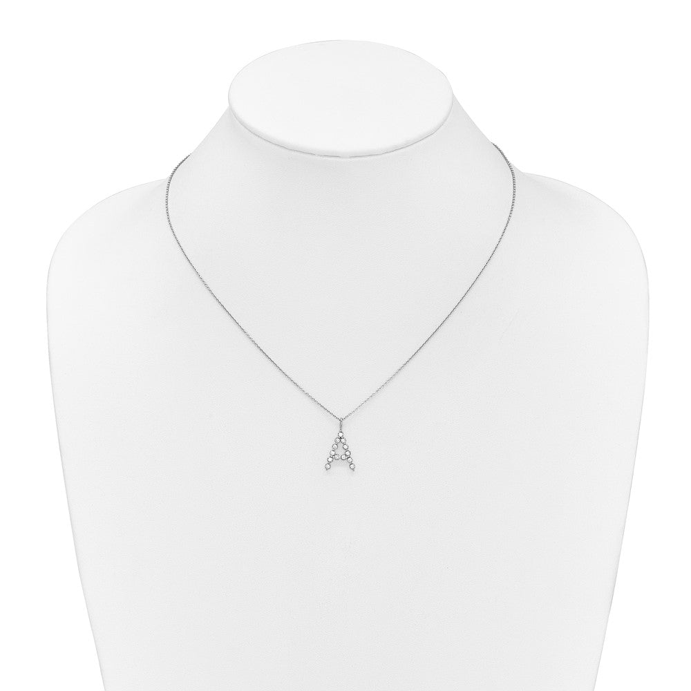 LGWN 14K White Gold 3/8 carat Lab Grown Diamond VS+ F+ Complete Alphabet A Pendant Necklace
