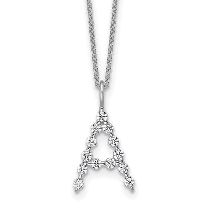 LGWN 14K White Gold 3/8 carat Lab Grown Diamond VS+ F+ Complete Alphabet A Pendant Necklace