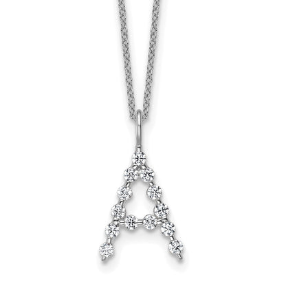 LGWN 14K White Gold 3/8 carat Lab Grown Diamond VS+ F+ Complete Alphabet A Pendant Necklace