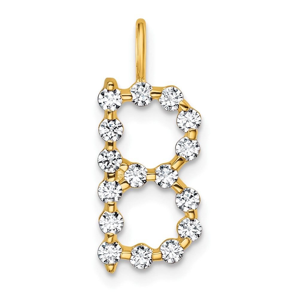 LGYP 14K Yellow Gold 1/2 carat Lab Grown Diamond VS+ F+ Complete Alphabet B Pendant