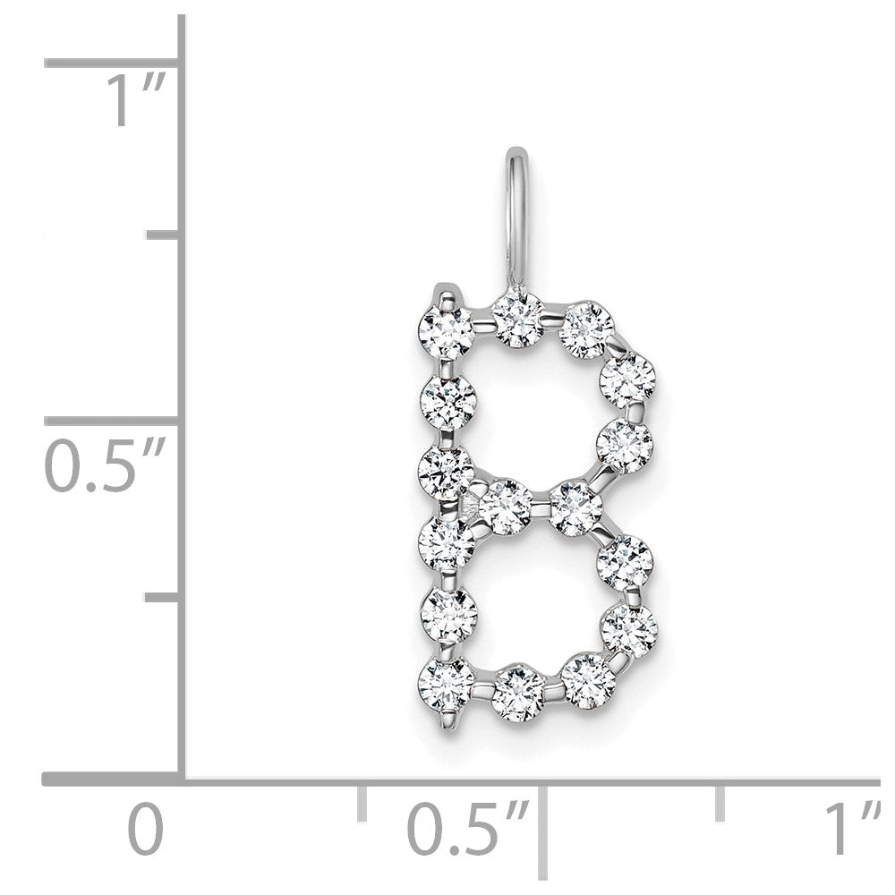 LGWP 14K White Gold 1/2 carat Lab Grown Diamond VS+ F+ Complete Alphabet B Pendant