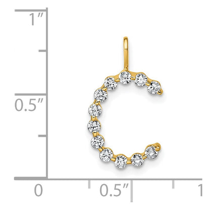 LGYP 14K Yellow Gold 3/8 carat Lab Grown Diamond VS+ F+ Complete Alphabet C Pendant