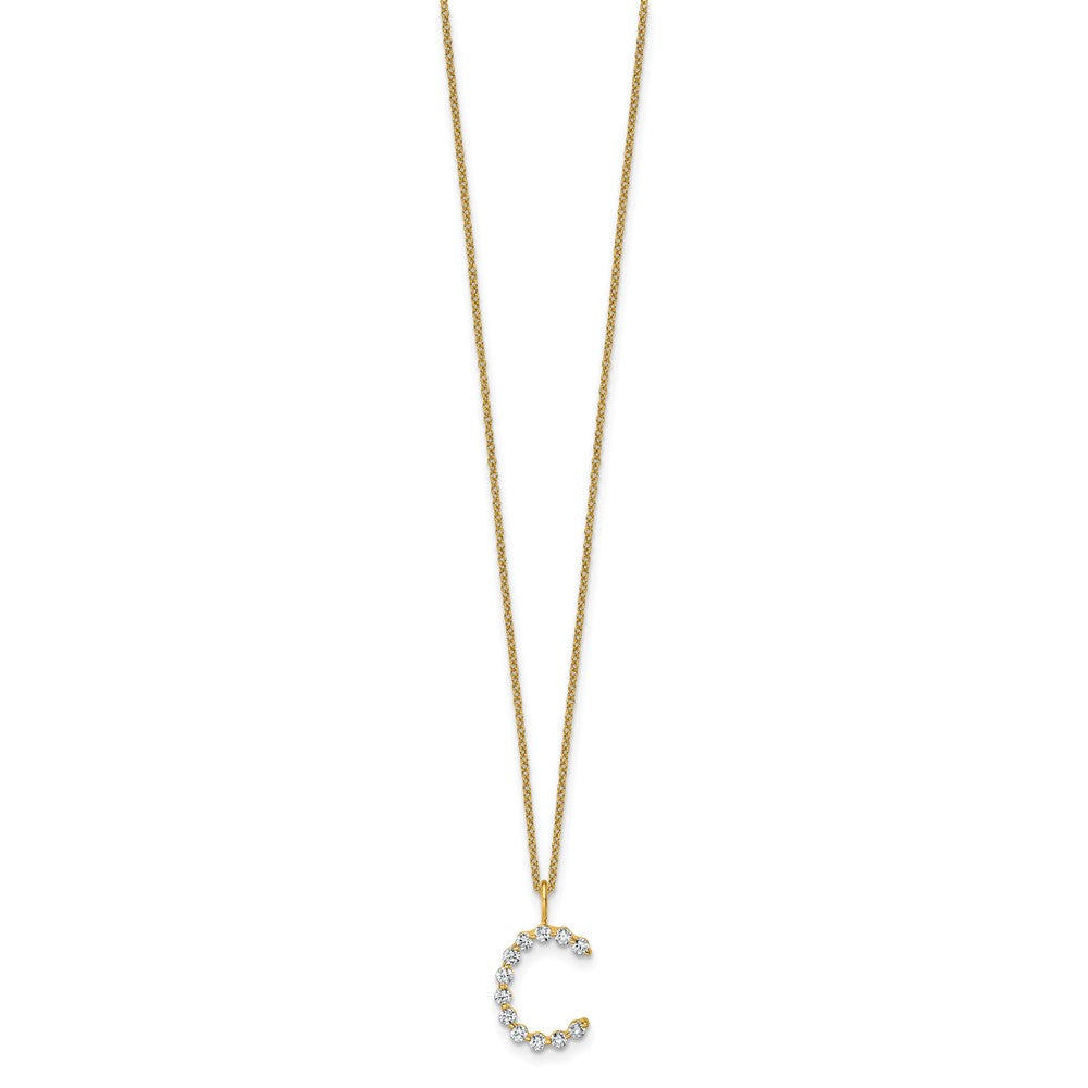 LGYN 14K Yellow Gold 3/8 carat Lab Grown Diamond VS+ F+ Complete Alphabet C Pendant Necklace