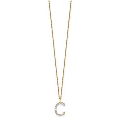 LGYN 14K Yellow Gold 3/8 carat Lab Grown Diamond VS+ F+ Complete Alphabet C Pendant Necklace