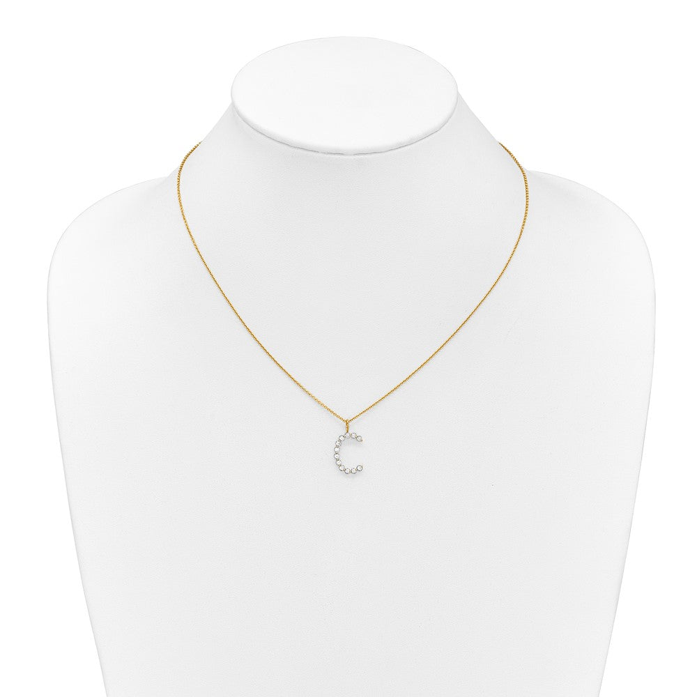 LGYN 14K Yellow Gold 3/8 carat Lab Grown Diamond VS+ F+ Complete Alphabet C Pendant Necklace