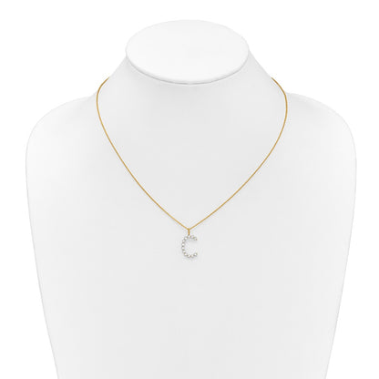 LGYN 14K Yellow Gold 3/8 carat Lab Grown Diamond VS+ F+ Complete Alphabet C Pendant Necklace