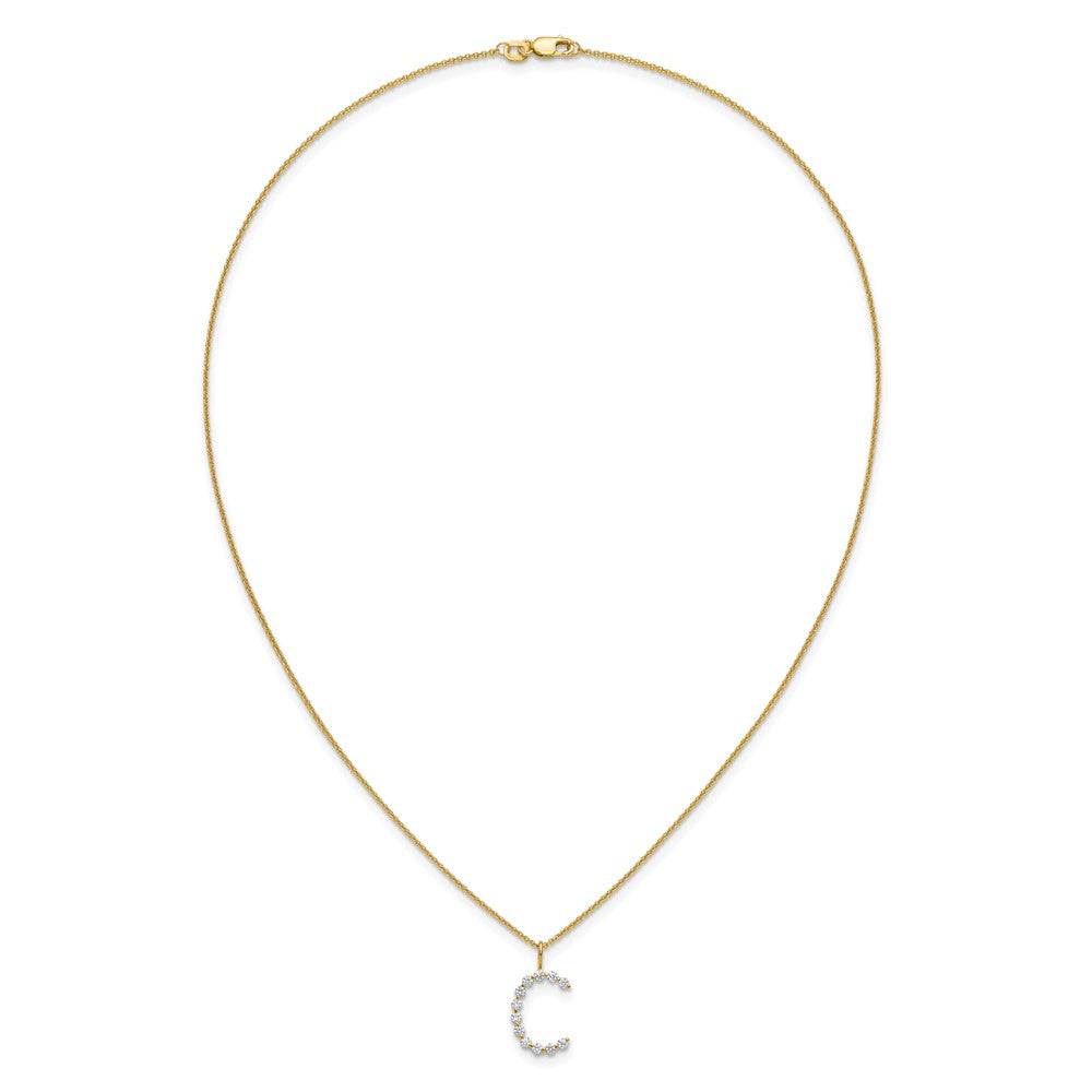 LGYN 14K Yellow Gold 3/8 carat Lab Grown Diamond VS+ F+ Complete Alphabet C Pendant Necklace