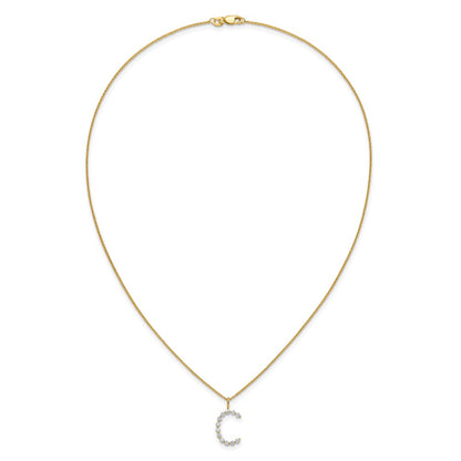 LGYN 14K Yellow Gold 3/8 carat Lab Grown Diamond VS+ F+ Complete Alphabet C Pendant Necklace