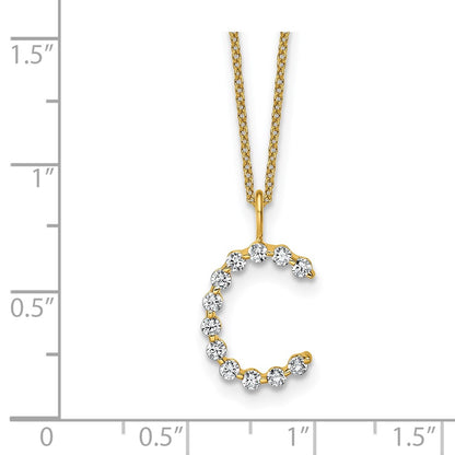 LGYN 14K Yellow Gold 3/8 carat Lab Grown Diamond VS+ F+ Complete Alphabet C Pendant Necklace