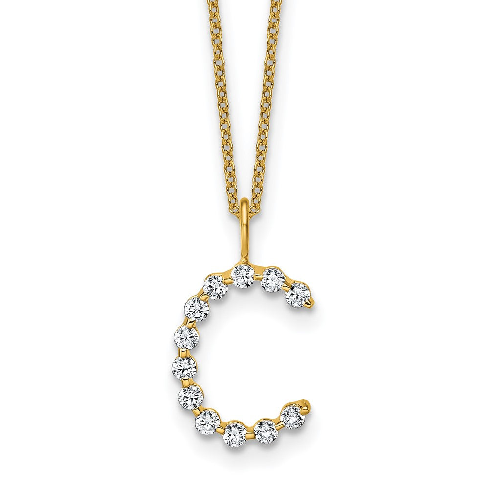 LGYN 14K Yellow Gold 3/8 carat Lab Grown Diamond VS+ F+ Complete Alphabet C Pendant Necklace