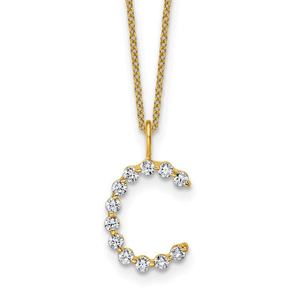 LGYN 14K Yellow Gold 3/8 carat Lab Grown Diamond VS+ F+ Complete Alphabet C Pendant Necklace