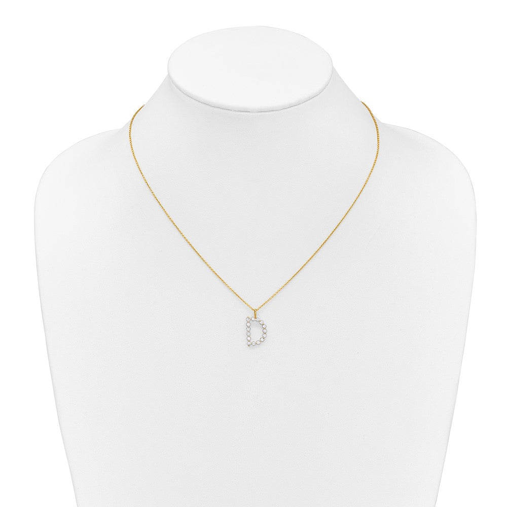 LGYN 14K Yellow Gold 1/2 carat Lab Grown Diamond VS+ F+ Complete Alphabet D Pendant Necklace