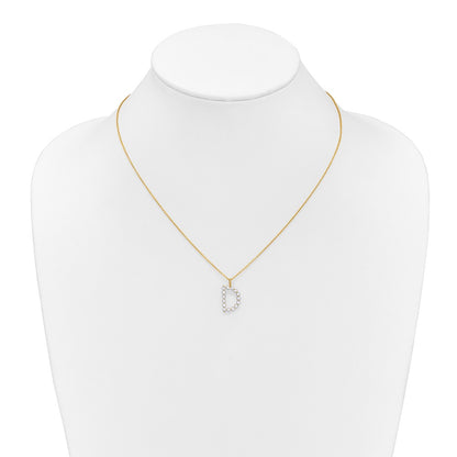 LGYN 14K Yellow Gold 1/2 carat Lab Grown Diamond VS+ F+ Complete Alphabet D Pendant Necklace