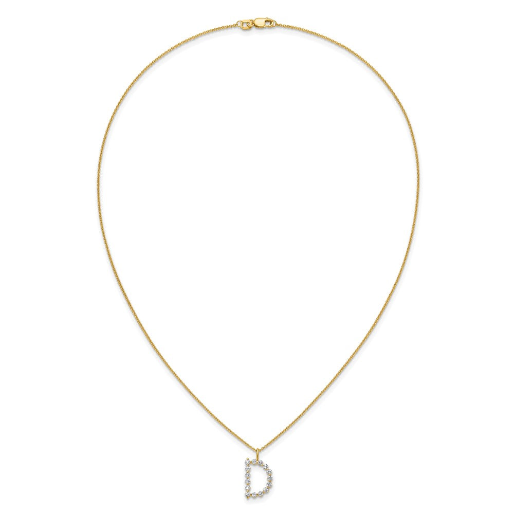 LGYN 14K Yellow Gold 1/2 carat Lab Grown Diamond VS+ F+ Complete Alphabet D Pendant Necklace