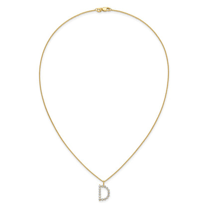 LGYN 14K Yellow Gold 1/2 carat Lab Grown Diamond VS+ F+ Complete Alphabet D Pendant Necklace