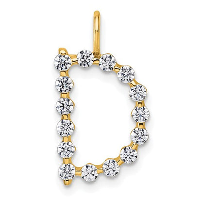 LGYP 14K Yellow Gold 1/2 carat Lab Grown Diamond VS+ F+ Complete Alphabet D Pendant