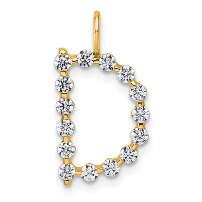 LGYP 14K Yellow Gold 1/2 carat Lab Grown Diamond VS+ F+ Complete Alphabet D Pendant