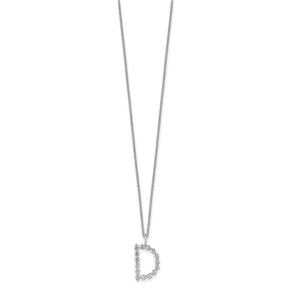 LGWN 14K White Gold 1/2 carat Lab Grown Diamond VS+ F+ Complete Alphabet D Pendant Necklace