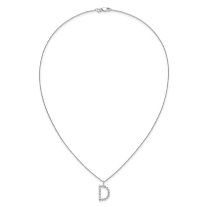 LGWN 14K White Gold 1/2 carat Lab Grown Diamond VS+ F+ Complete Alphabet D Pendant Necklace