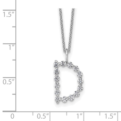 LGWN 14K White Gold 1/2 carat Lab Grown Diamond VS+ F+ Complete Alphabet D Pendant Necklace