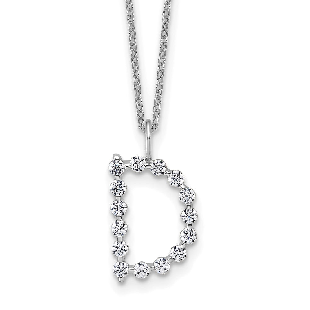 LGWN 14K White Gold 1/2 carat Lab Grown Diamond VS+ F+ Complete Alphabet D Pendant Necklace