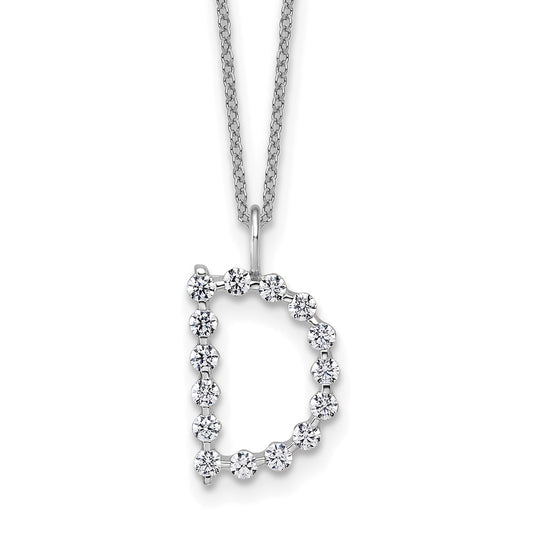 LGWN 14K White Gold 1/2 carat Lab Grown Diamond VS+ F+ Complete Alphabet D Pendant Necklace
