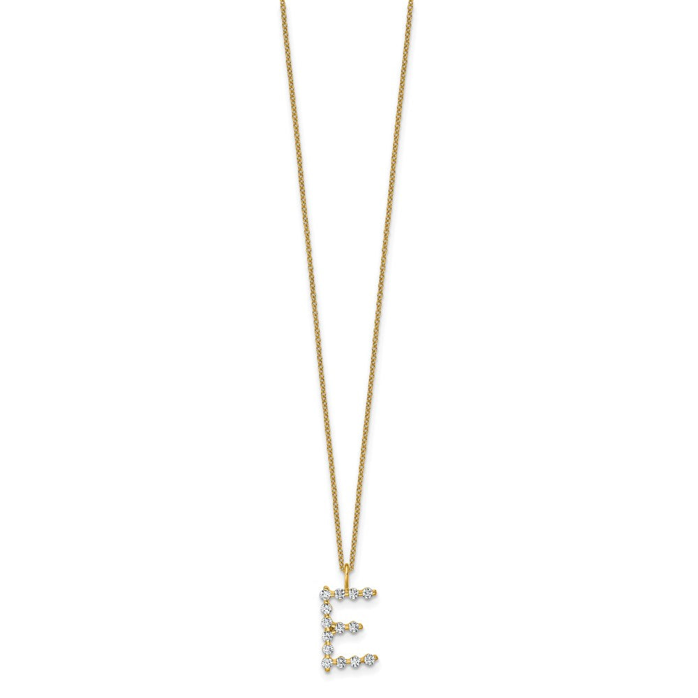 LGYN 14K Yellow Gold 1/2 carat Lab Grown Diamond VS+ F+ Complete Alphabet E Pendant Necklace