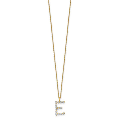 LGYN 14K Yellow Gold 1/2 carat Lab Grown Diamond VS+ F+ Complete Alphabet E Pendant Necklace
