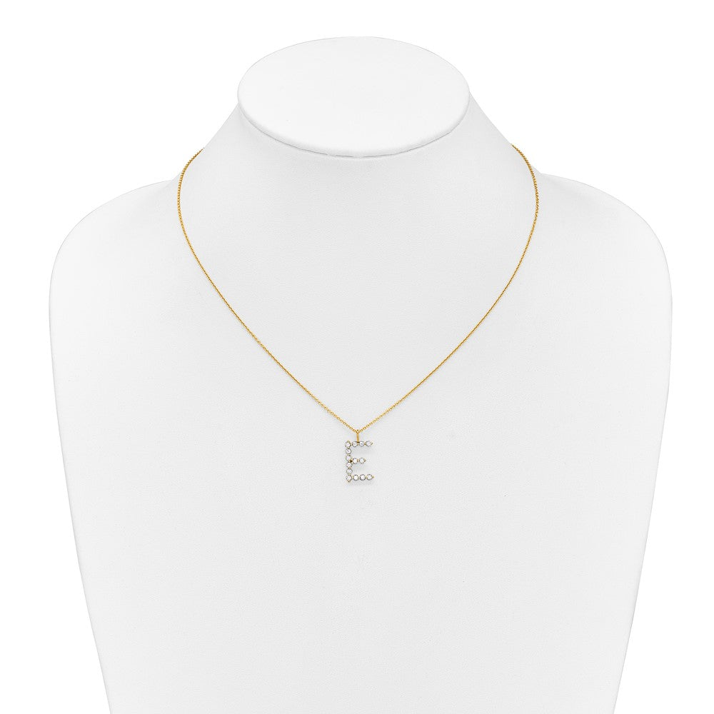 LGYN 14K Yellow Gold 1/2 carat Lab Grown Diamond VS+ F+ Complete Alphabet E Pendant Necklace