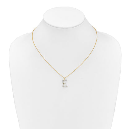 LGYN 14K Yellow Gold 1/2 carat Lab Grown Diamond VS+ F+ Complete Alphabet E Pendant Necklace