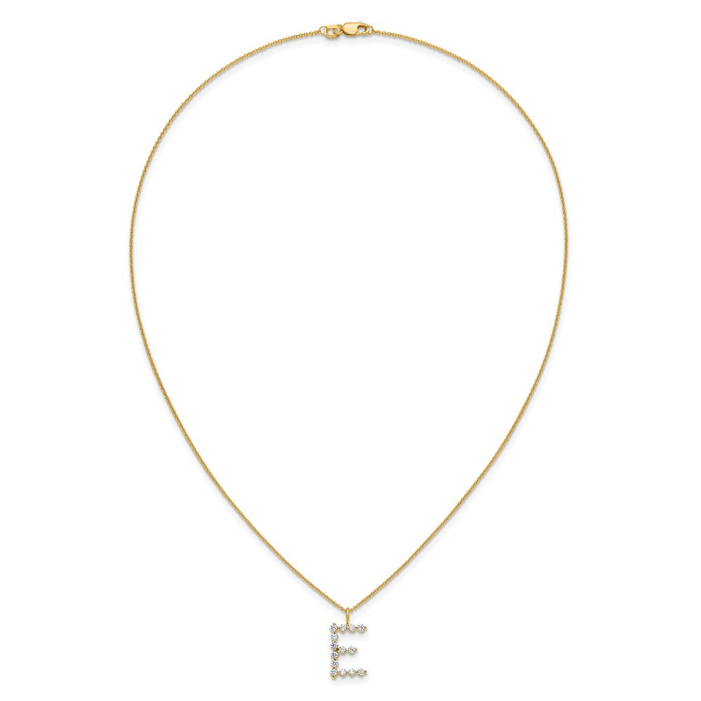LGYN 14K Yellow Gold 1/2 carat Lab Grown Diamond VS+ F+ Complete Alphabet E Pendant Necklace