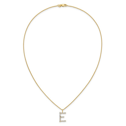 LGYN 14K Yellow Gold 1/2 carat Lab Grown Diamond VS+ F+ Complete Alphabet E Pendant Necklace