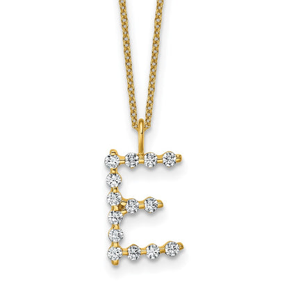 LGYN 14K Yellow Gold 1/2 carat Lab Grown Diamond VS+ F+ Complete Alphabet E Pendant Necklace