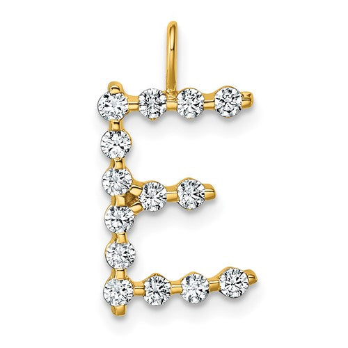 LGYP 14K Yellow Gold 1/2 carat Lab Grown Diamond VS+ F+ Complete Alphabet E Pendant