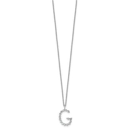 LGWN 14K White Gold 1/2 carat Lab Grown Diamond VS+ F+ Complete Alphabet G Pendant Necklace
