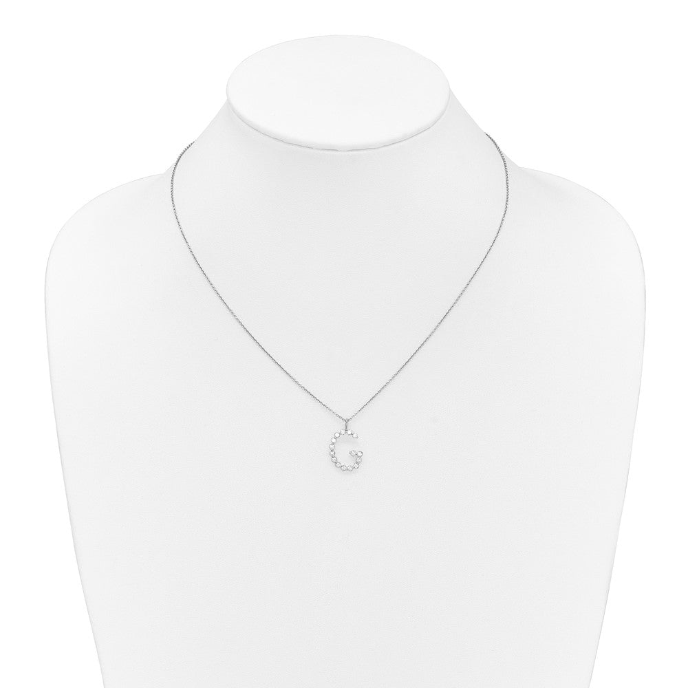 LGWN 14K White Gold 1/2 carat Lab Grown Diamond VS+ F+ Complete Alphabet G Pendant Necklace